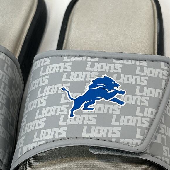Detroit Lions Men’s Slides Sandals Gray Adjustable Strap Size 9-10 NFL - Picture 3 of 10
